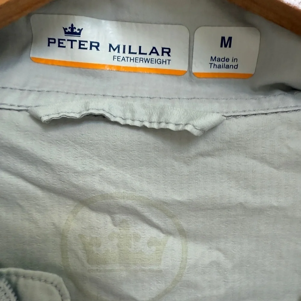 Peter Millar Featherlight Gray Golf Lightweight Wind Jacket Full Zip Size Medium