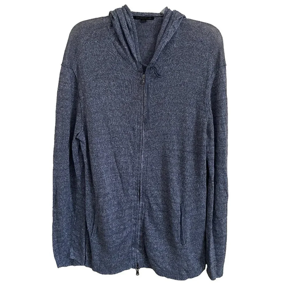 John Varvatos USA Full Zip Hoodie Sweater Men's XXL 100% Linen Lightweight