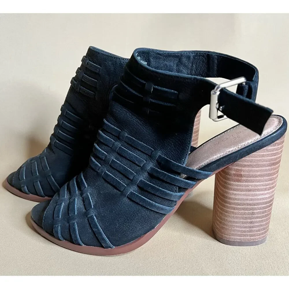 Caslon Martin Black Leather Block Heel Sandal 9.5 NWOT