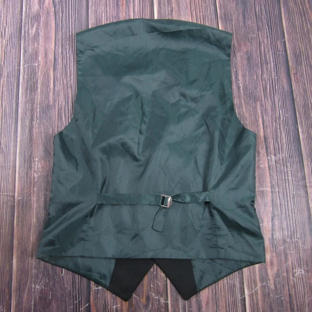Suit Vest Vercini Mens 50 Black Wool Polyester 3 Piece Belted Formal Waistcoat