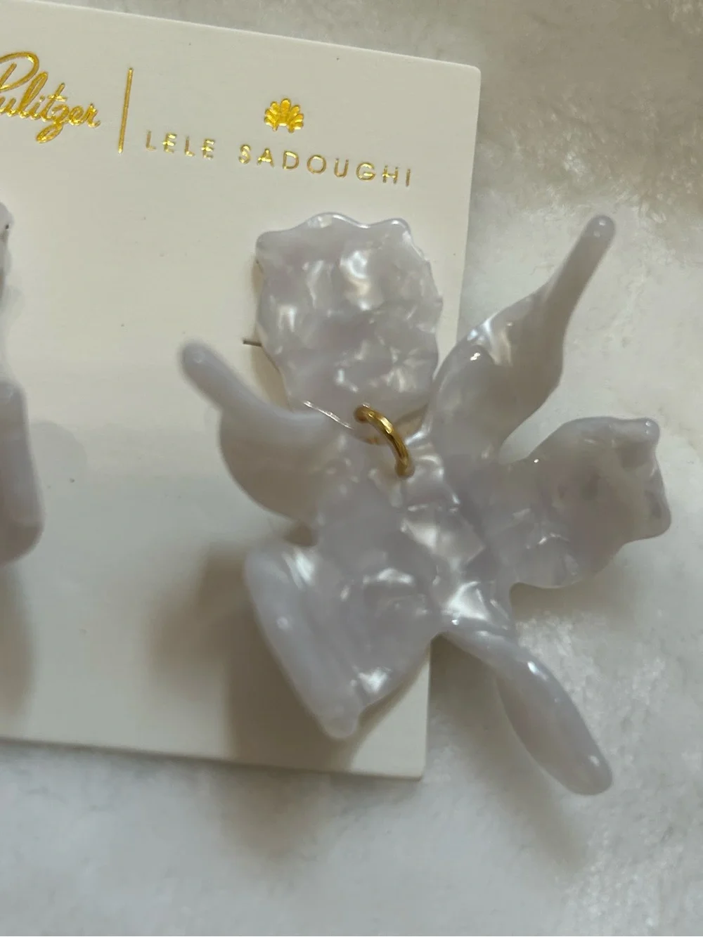 Lilly Pulitzer x Lele Sadoughi Resort White Floral Statement Earrings NWT