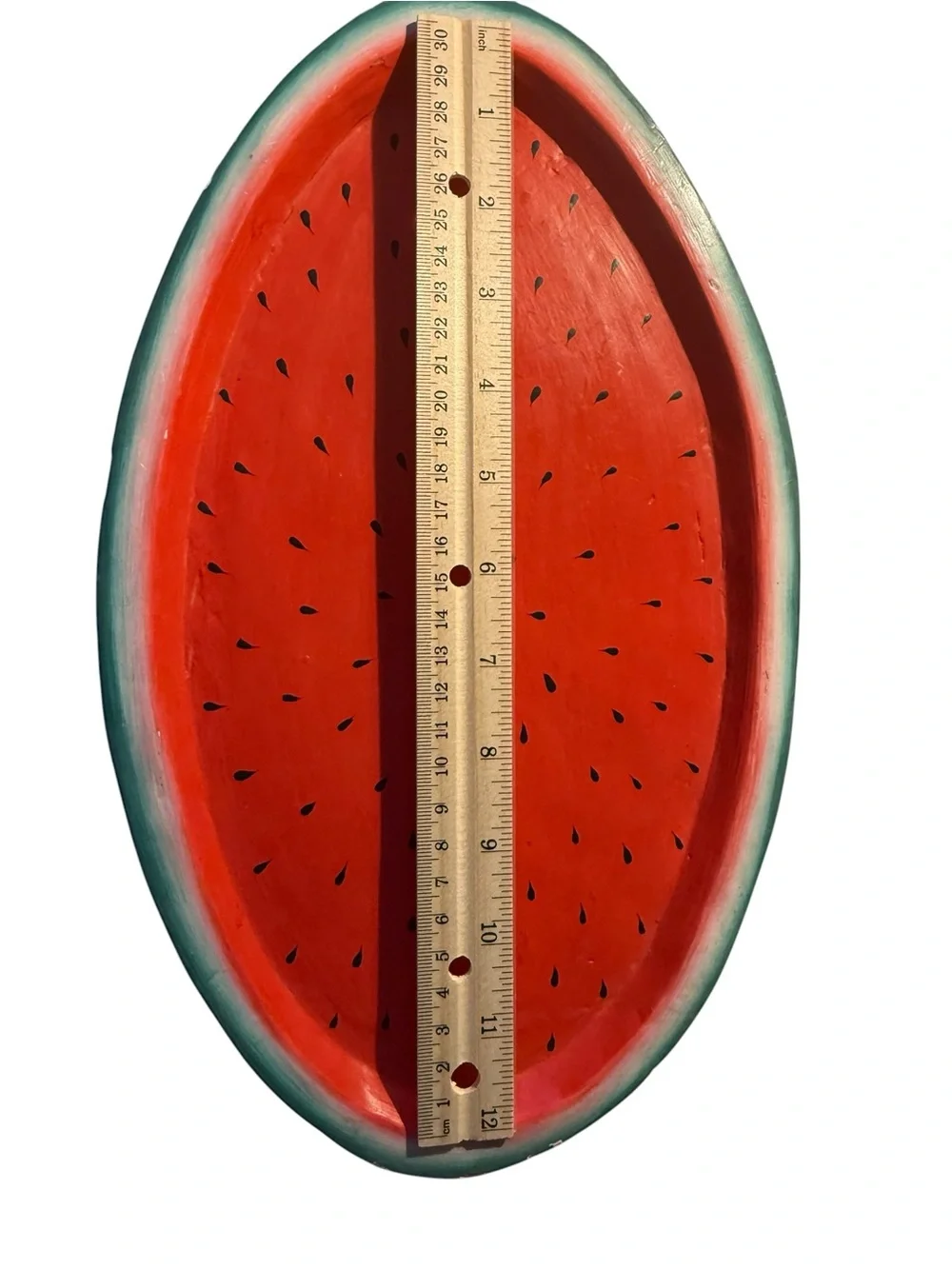 Vintage Watermelon Primitive Folk Art Farmhouse Tray Faux Wood Summer Decor