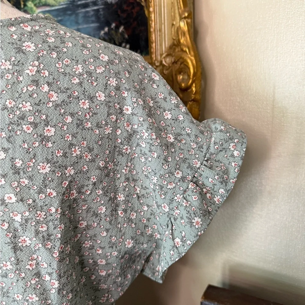 Blue Floral Flutter Sleeve V-Neck Midi Sundress NWOT