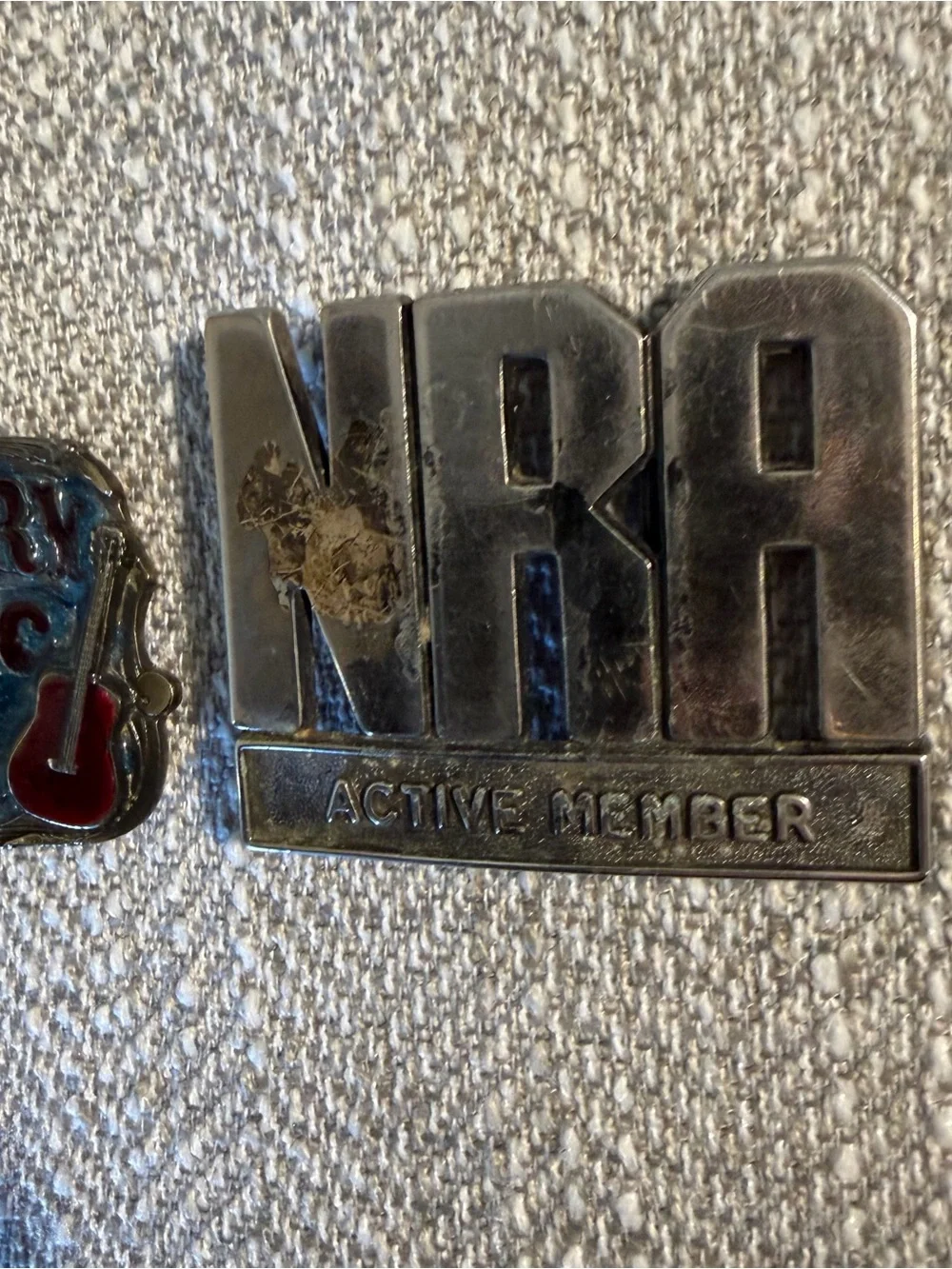Vintage 1982 Country Music Belt Buckle Plus NRA. Made in the USA Two Buckles VTG