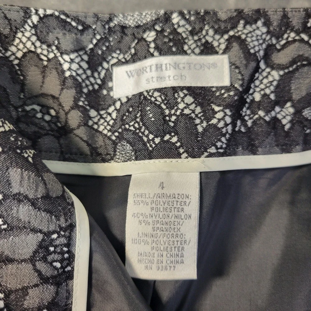 Worthington Women Lace Pencil Skirt 4 Black Stretch Lined‎ Office Dressy Classic