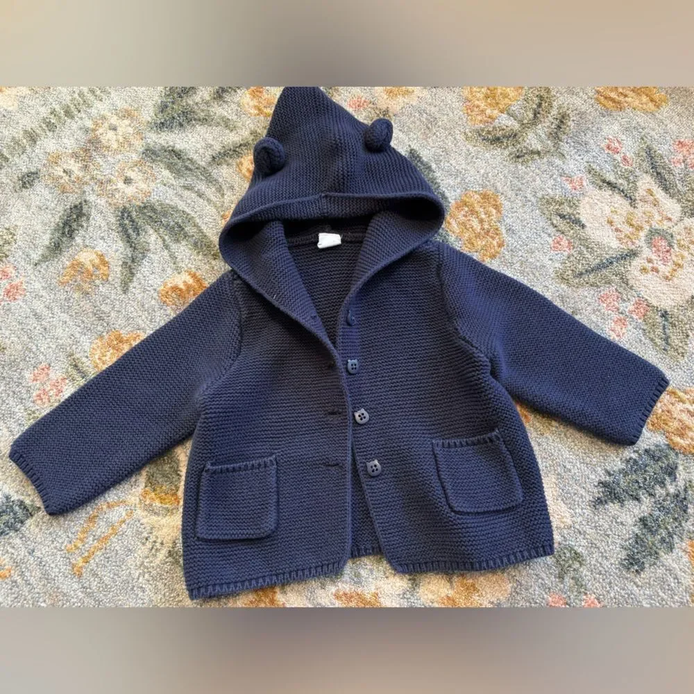 Baby Gap Chunk Knit Hooded Jacket 18 months navy