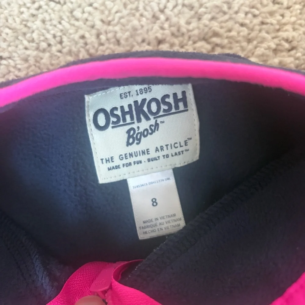 OshKosh B'gosh Gray and Pink pattern light jacket /hood and Navy fleece zip up