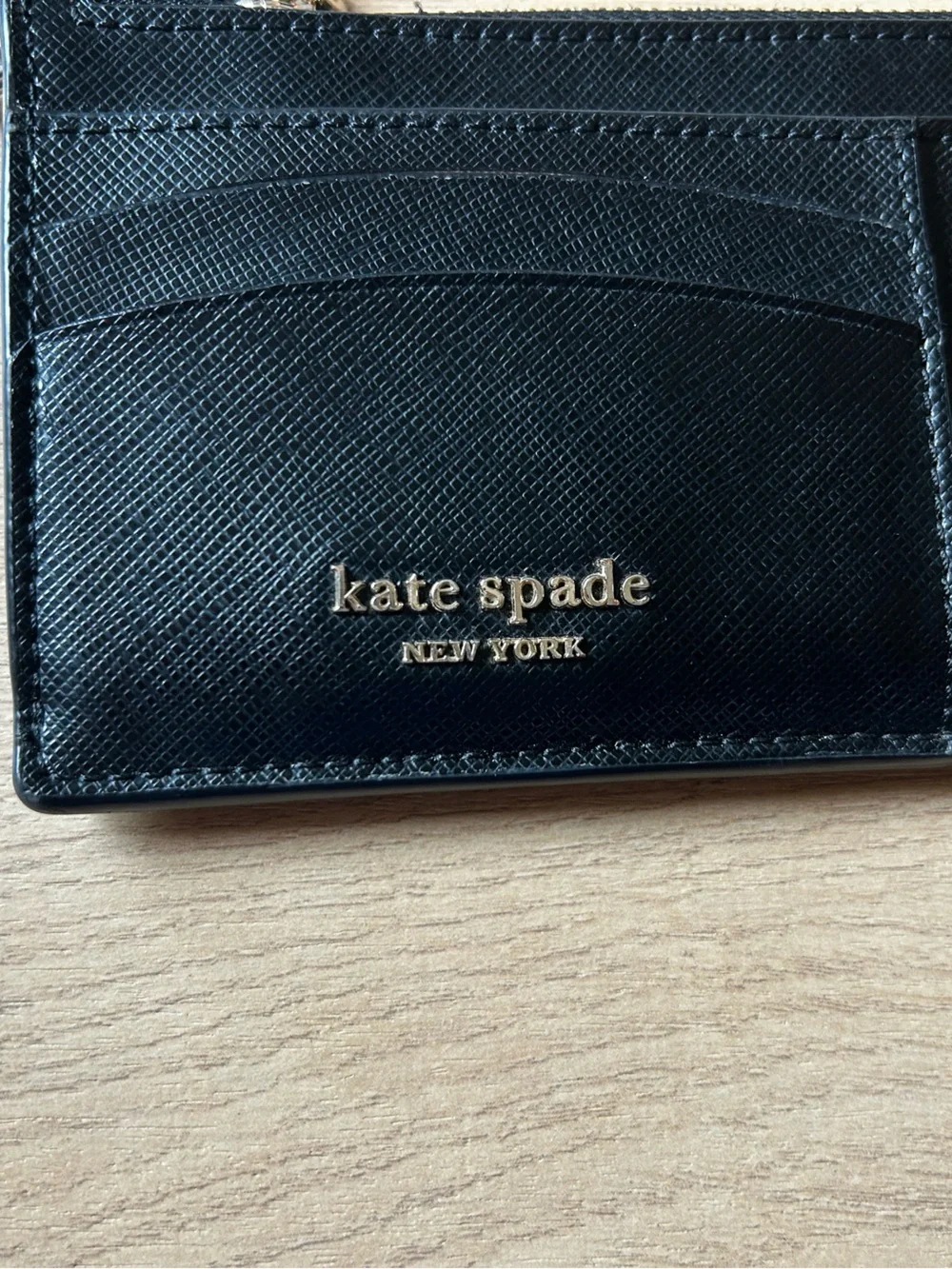 Kate Spade New York Spencer Card Case Wristlet in Black Saffiano Leather