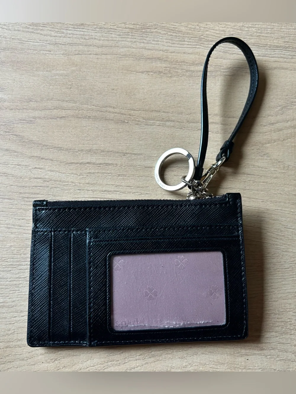 Kate Spade New York Spencer Card Case Wristlet in Black Saffiano Leather