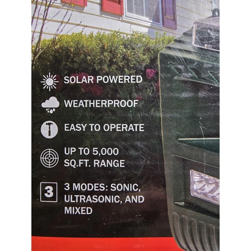 NEW Bird-B-Gone Solar Yard Shield Audible Pest Animal & Bird Repellent 5000sqft