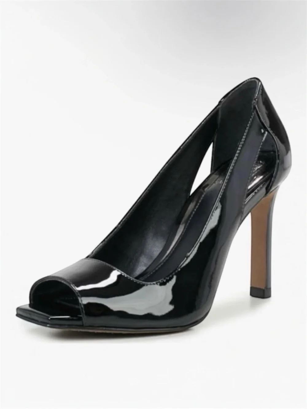 Vince Camuto Black Patent Leather Peep-Toe Heels New Size 8.5