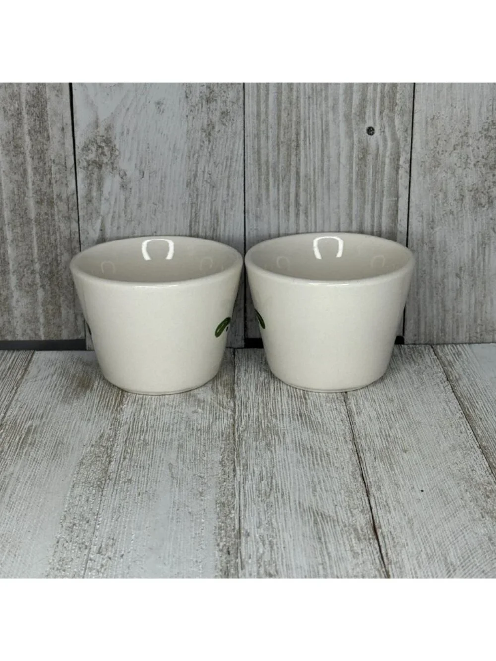2 Vintage Toscana Restaurant Ware Custard Cups / Sugar-Caddy Bowls With a Green