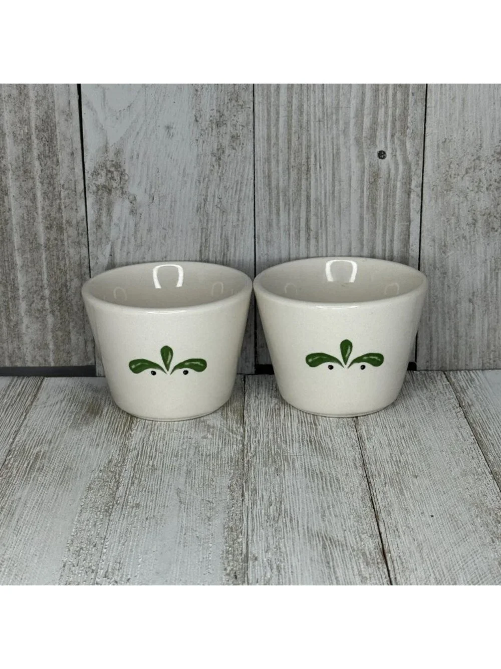 2 Vintage Toscana Restaurant Ware Custard Cups / Sugar-Caddy Bowls With a Green