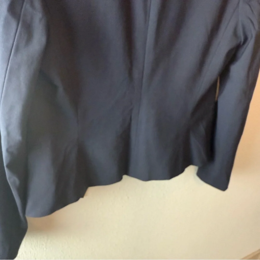 Theory Lanai Sevona Wool Crop Blazer Navy Blue Open Front Business Casual Sz 10
