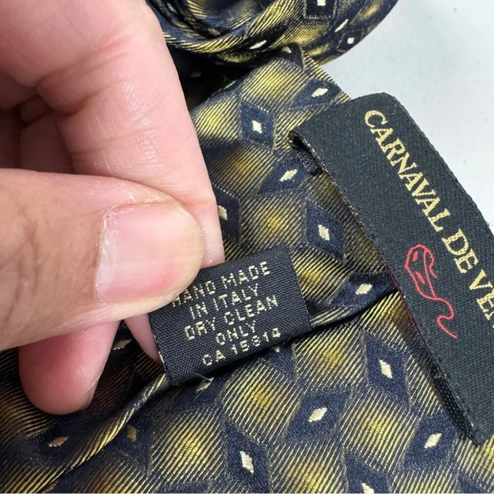 Carnaval de Venise Silk Geometric Tie Gold Black Italian Business Casual Office
