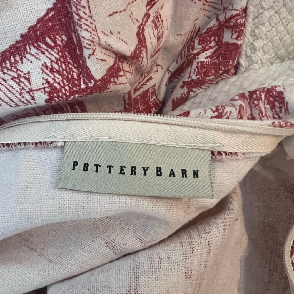 Pottery Barn Red and White Toile Pillow Covers​