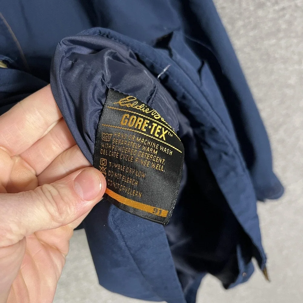 Vintage Eddie Bauer Jacket Mens Large Blue Gore-Tex Parka Hooded Waterproof‎ 90s