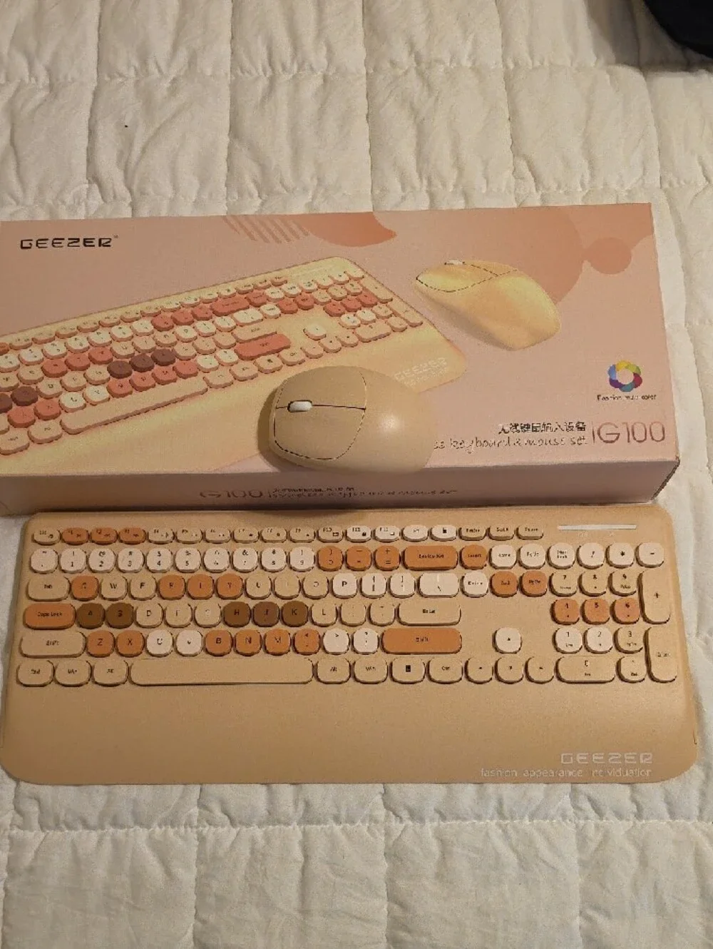 GEEZER Wireless Keyboard & Mouse Set - Pink/Peach