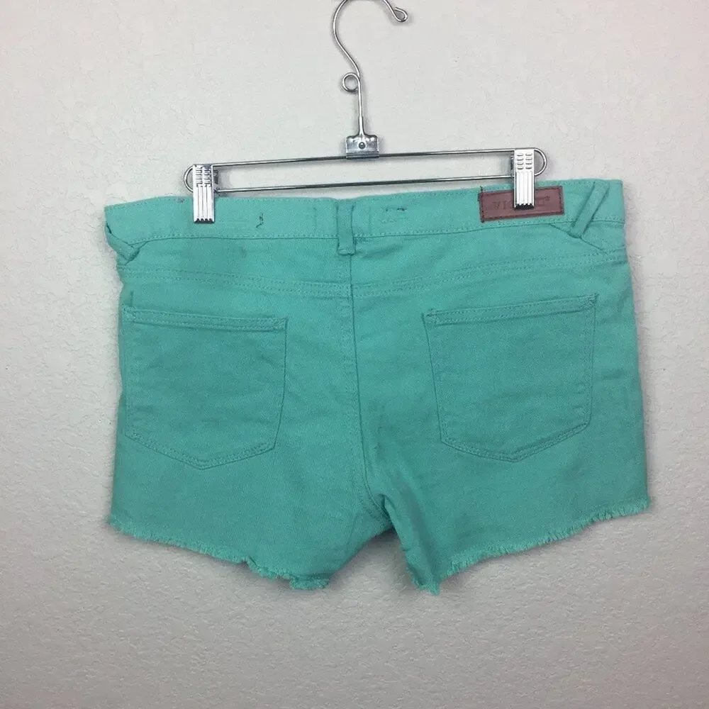 VIOGOLD Teal Cutoff Jean Shorts Size 30