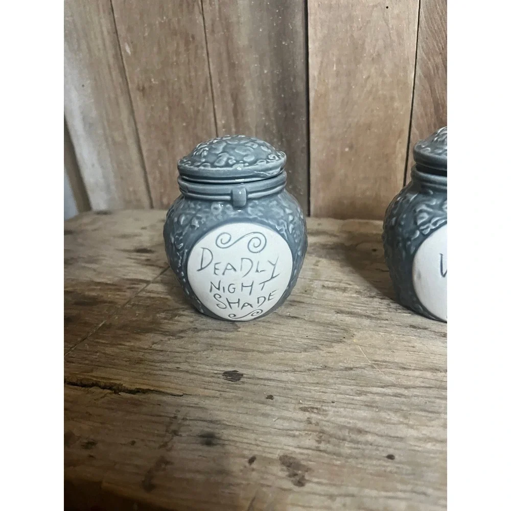 Disney Nightmare Before Christmas Spice Jar Set Deadly Night Shade Worms Wort