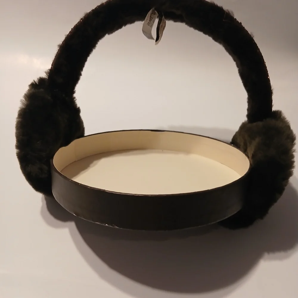 UGG Youth Girls Black With Purple Sequin Earmuffs.