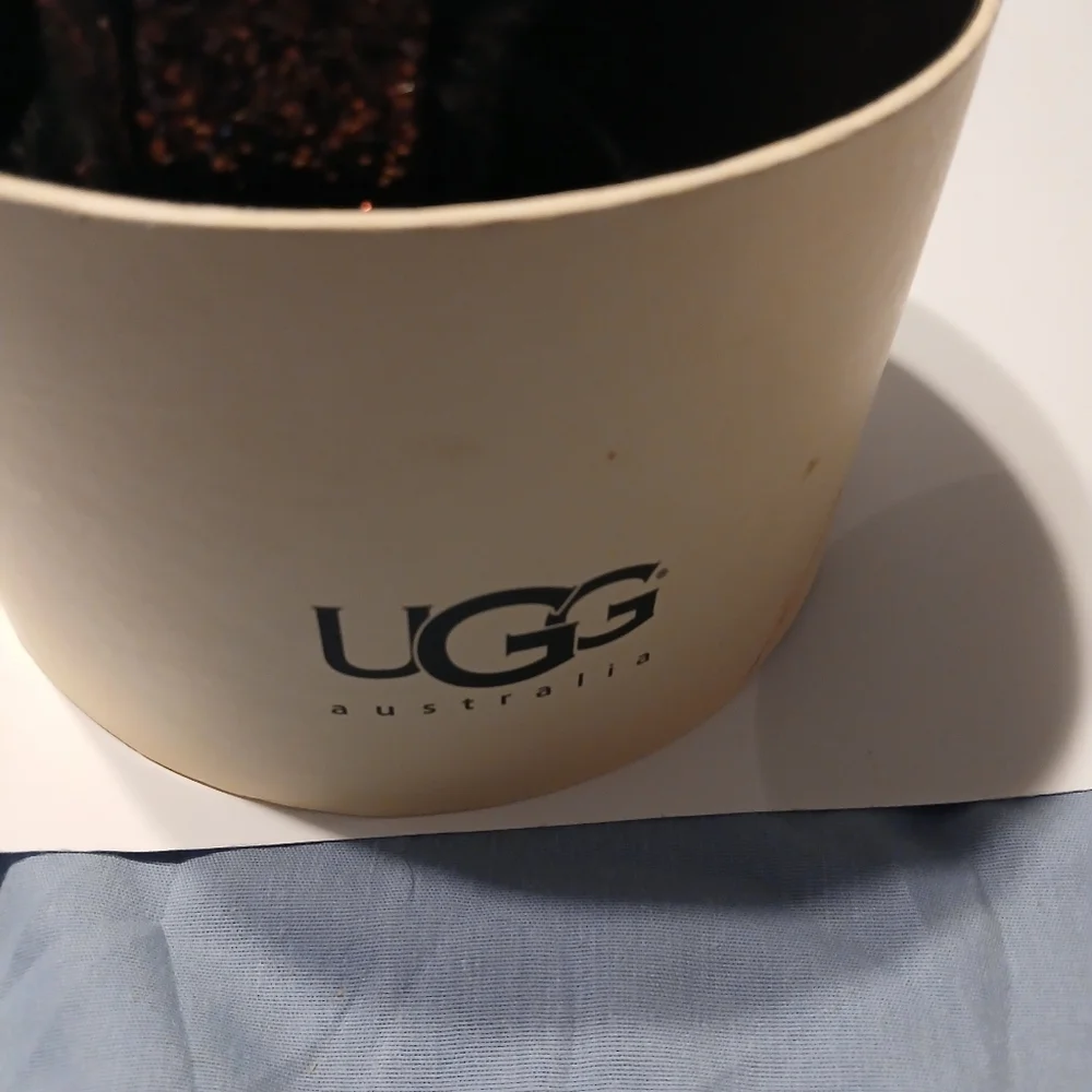 UGG Youth Girls Black With Purple Sequin Earmuffs.