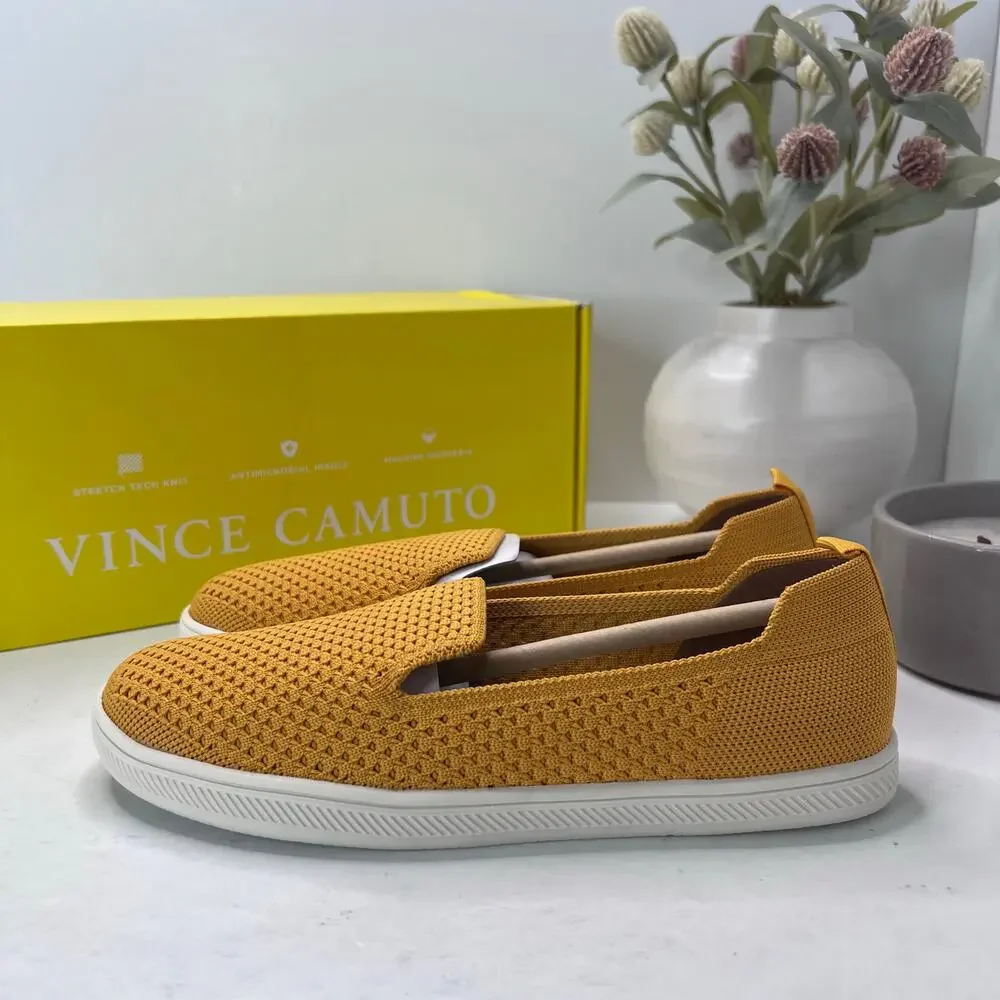 Vince Camuto Cabreli Washable Sneaker Knit Yellow Women 5.5M/36 NWB Breathable