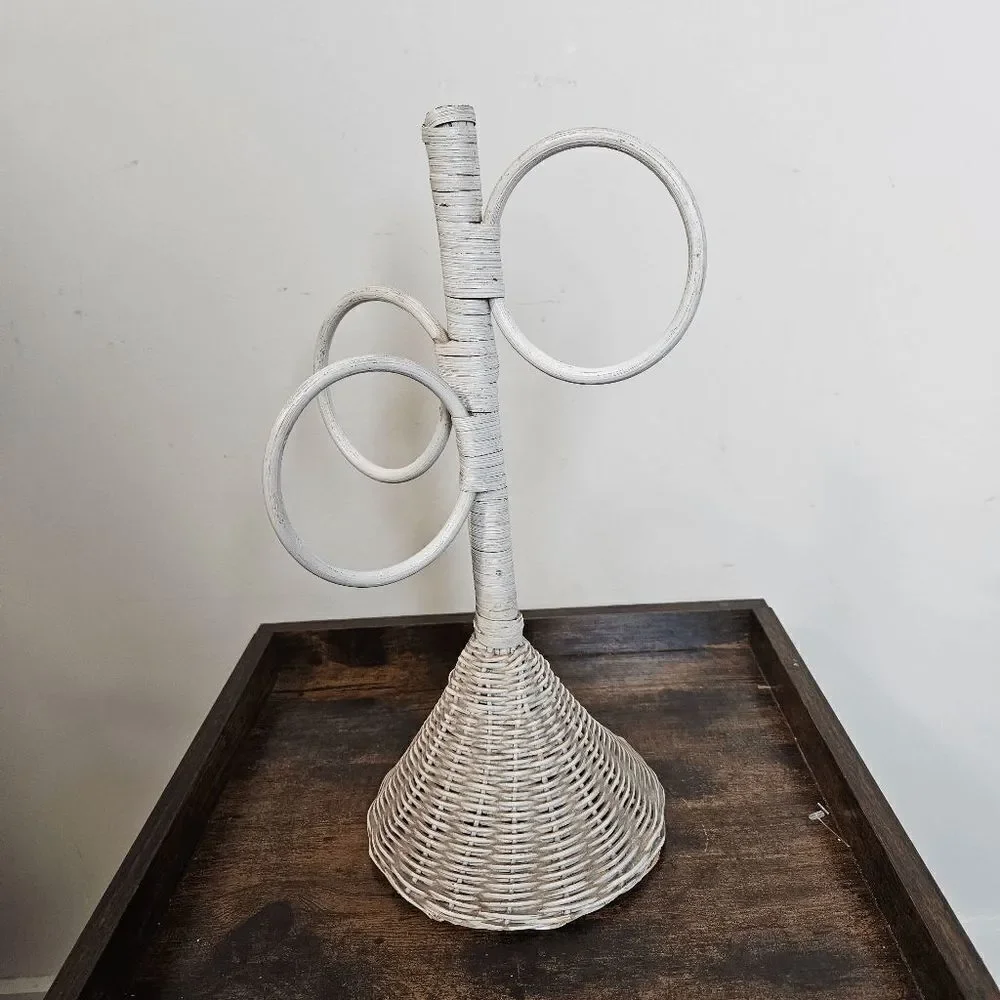 Wicker Woven Countertop Towel Rack Stand Bathroom Accessory White
