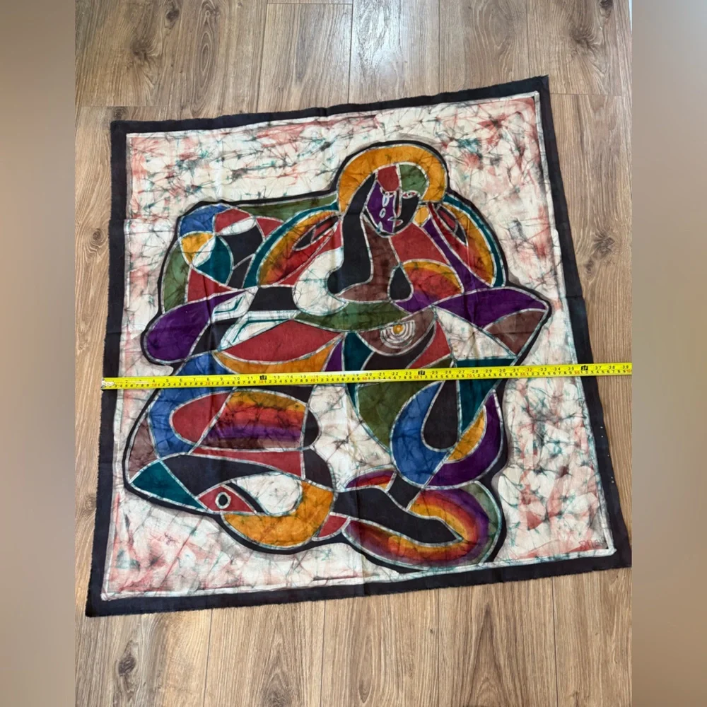 Handmade Abstract Batik Wall Hanging in Multicolor