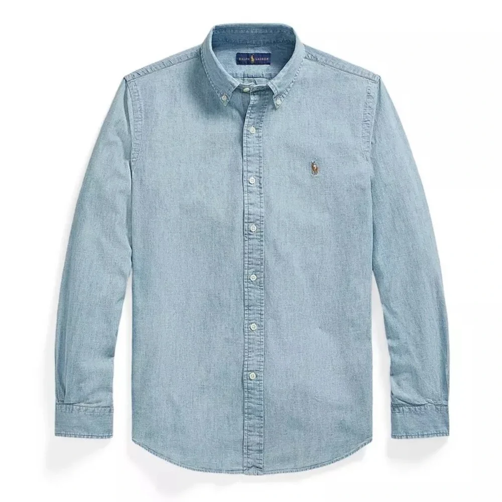 Ralph Lauren boys button down shirt oxford chambray cotton long sleeve polo pony