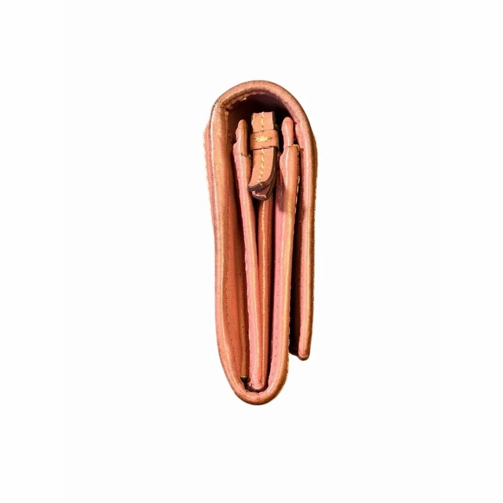 Coach Signature Monogram Pink and Tan Wallet