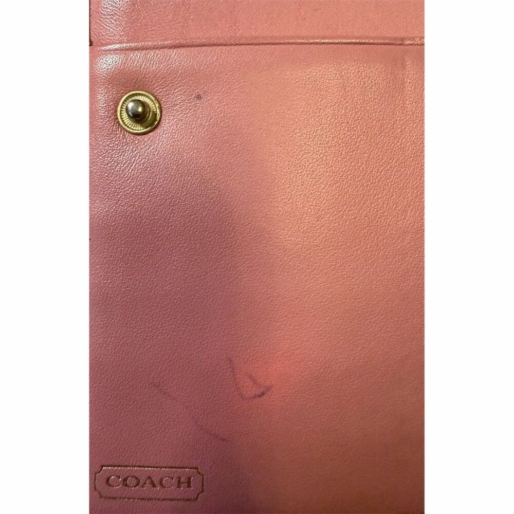 Coach Signature Monogram Pink and Tan Wallet
