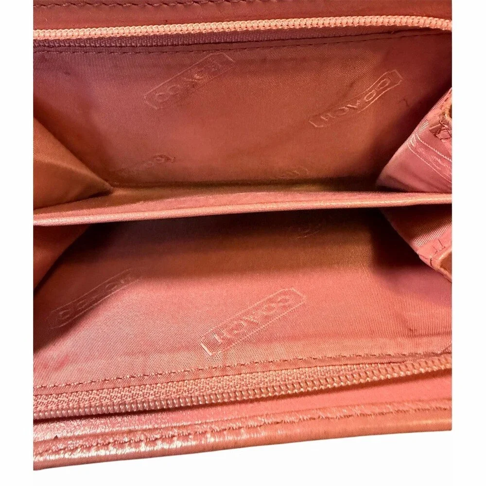 Coach Signature Monogram Pink and Tan Wallet