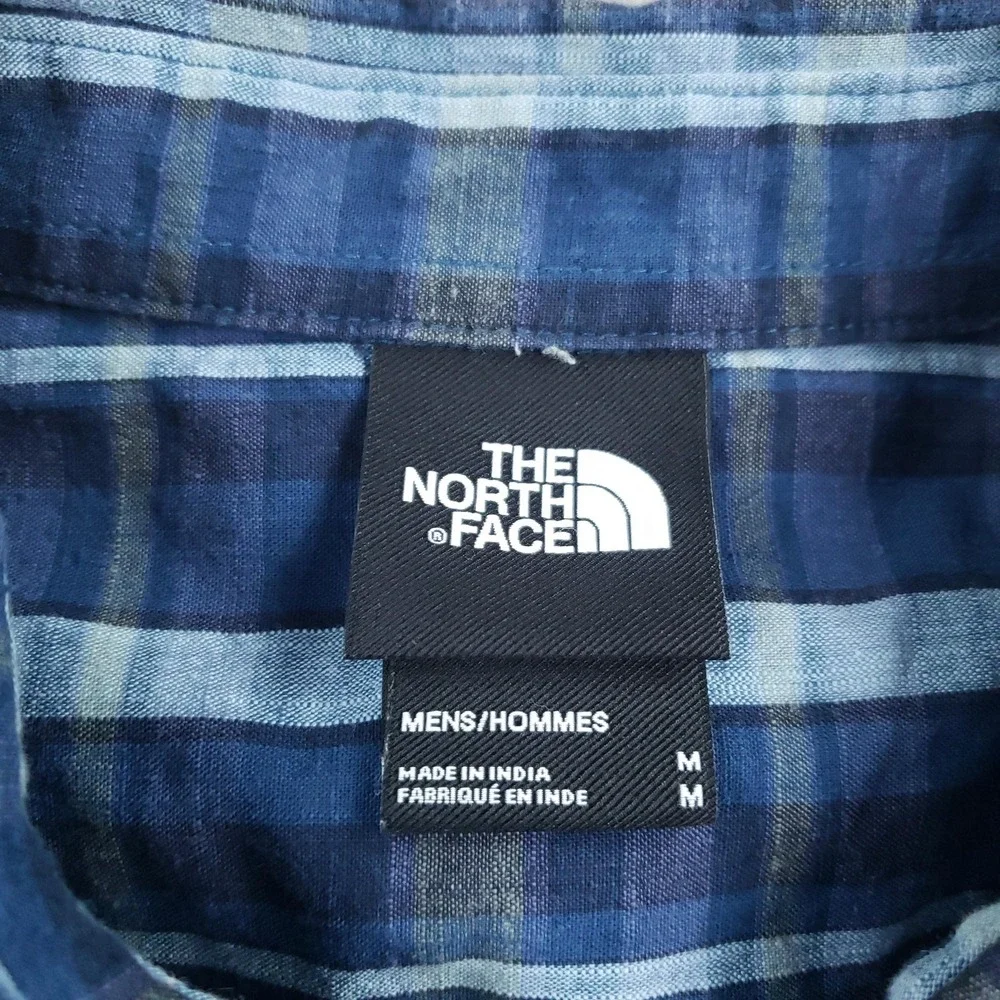 The North Face Shirt Mens Medium Blue Plaid Short Sleeve Button Up Casual