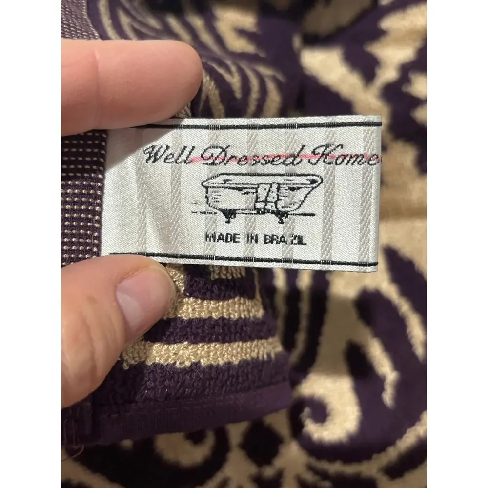 Well dressed home purple gold Greek key hand towel nwot cotton viscose blend
