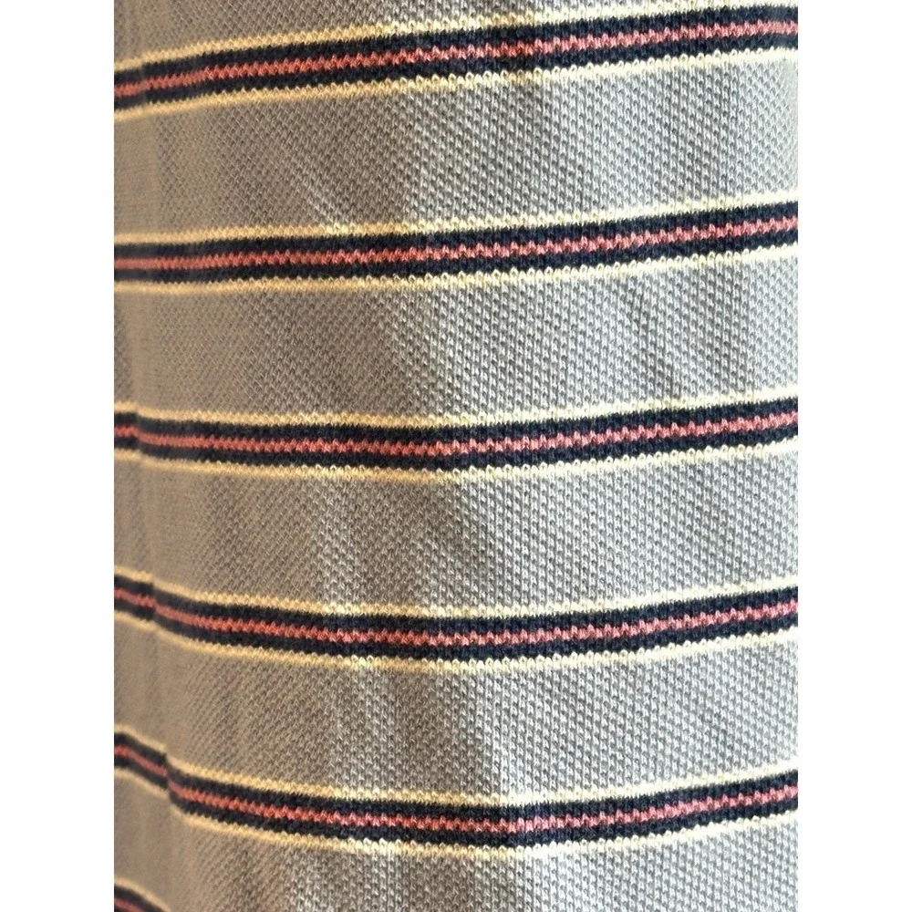 Polo‎ Ralph Lauren Polo Shirt Mens L Blue Striped Short Sleeve Pique Cotton Pony