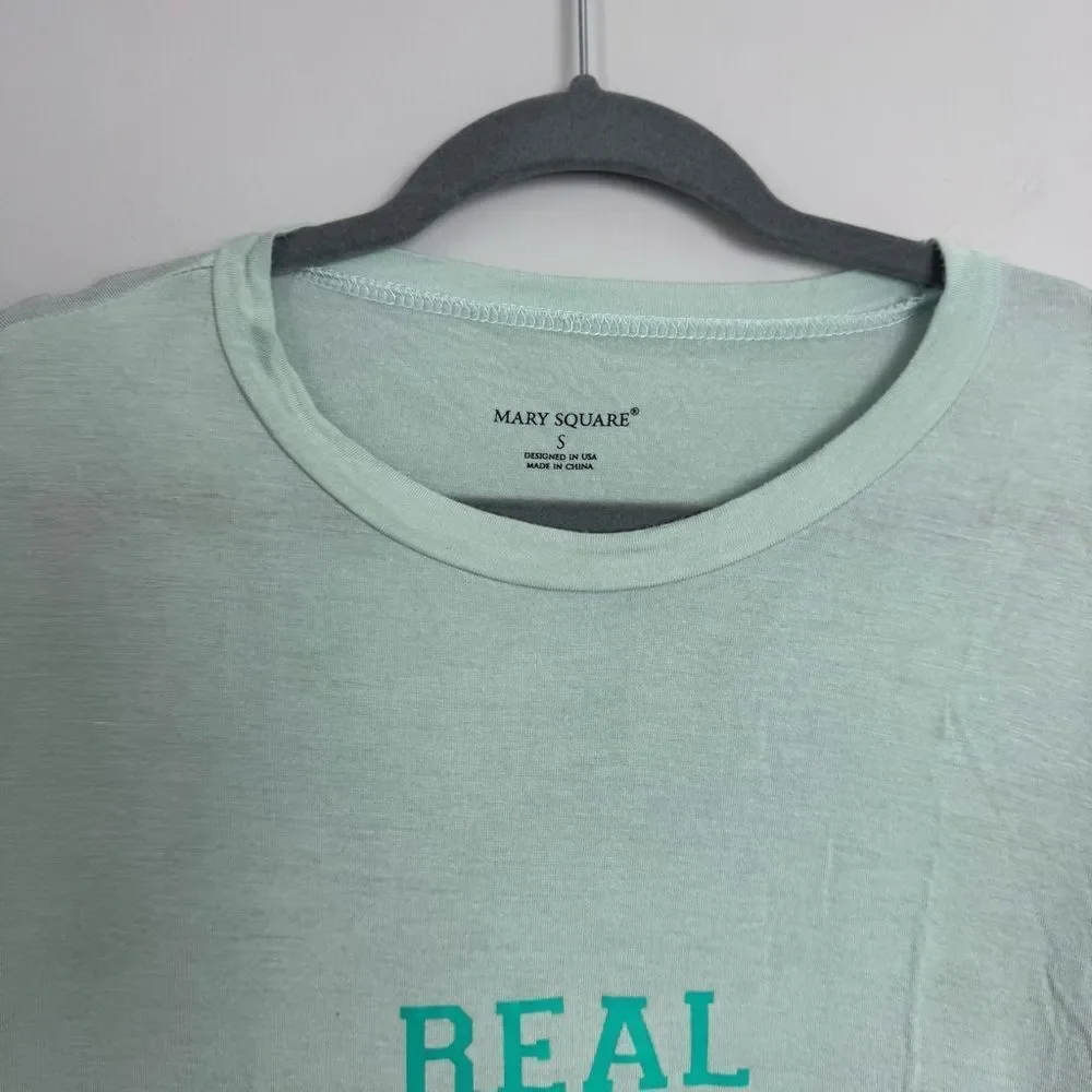 MARY SQUARE | Real Piece of Work Mint Green Graphic T-Shirt Women’s Size Small
