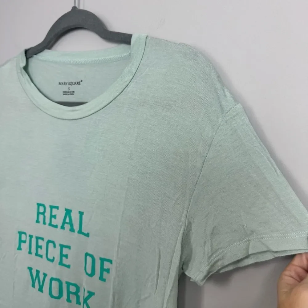 MARY SQUARE | Real Piece of Work Mint Green Graphic T-Shirt Women’s Size Small