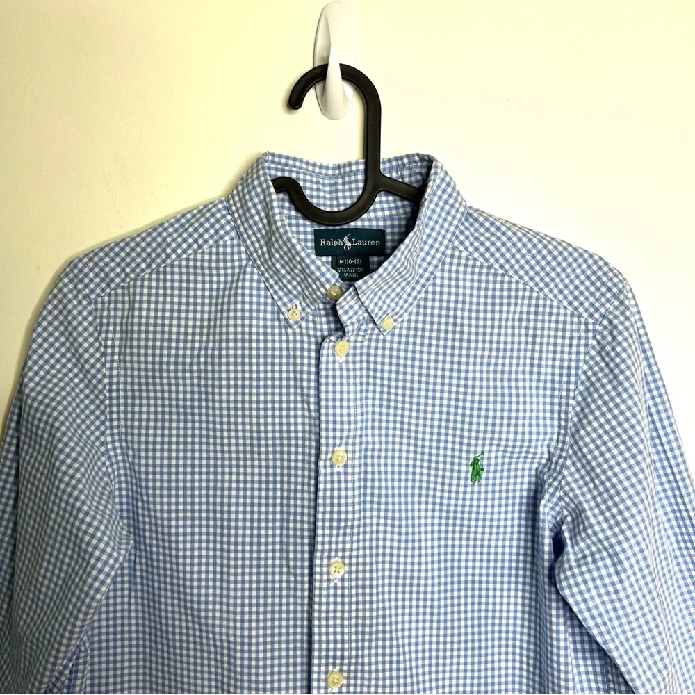 Ralph Lauren Performance Gingham Poplin Button Down Long Sleeve Shirt