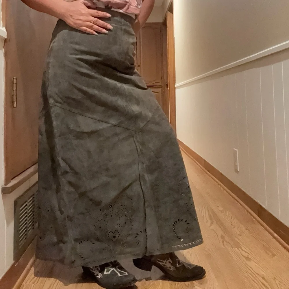 Siena Studio leather Dark Olive A-Line Skirt