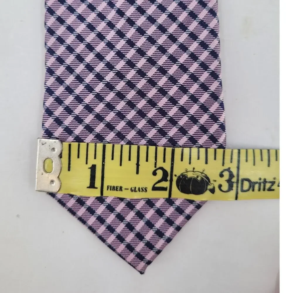 Tommy Hilfiger Necktie‎ Gift Silk Gingham Plaid Pink Black Mens Classic Tie