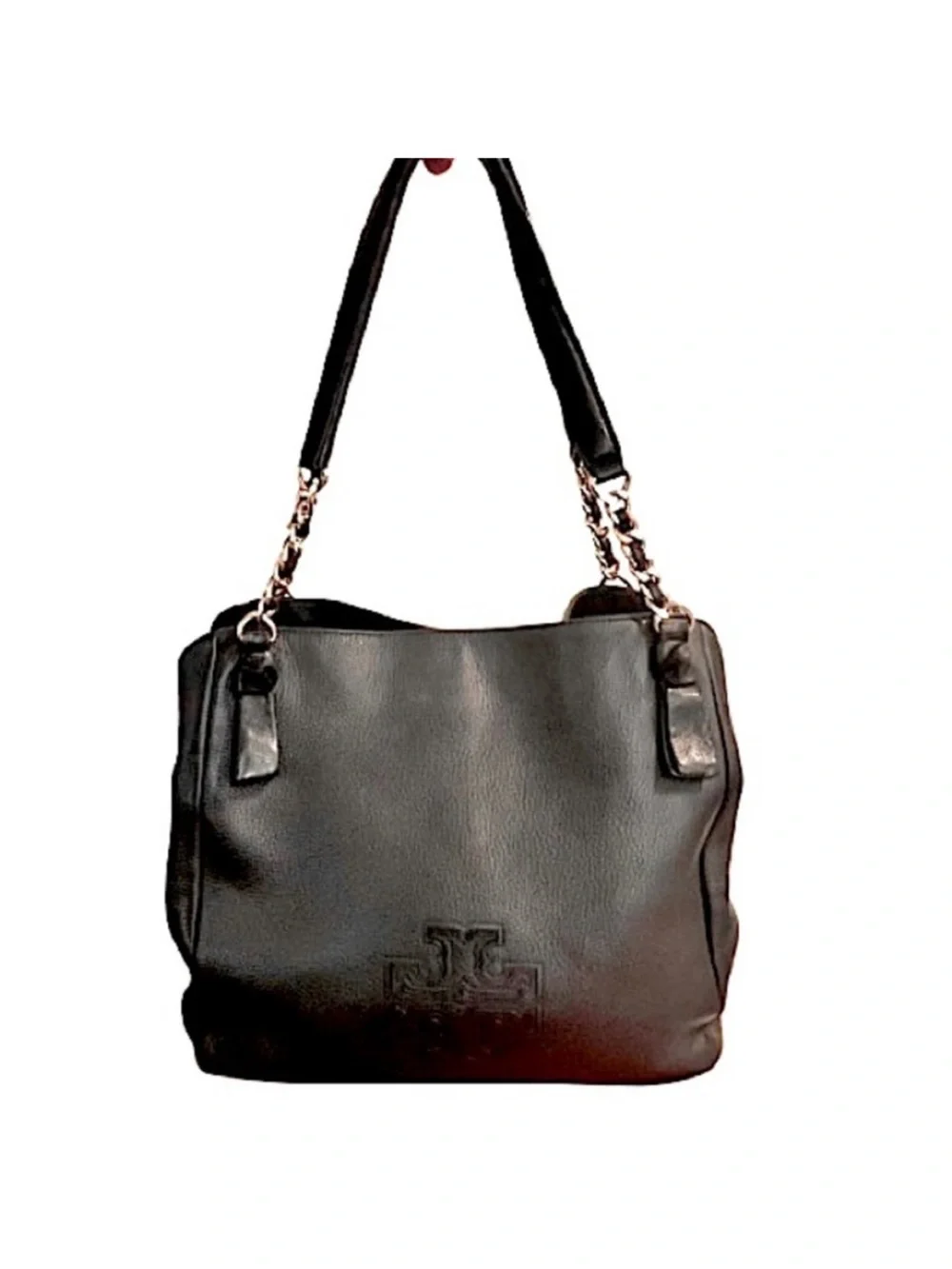 Tory Burch- Harper Tote Bag in Black Pebble Leather with Gold-Tone Hardware