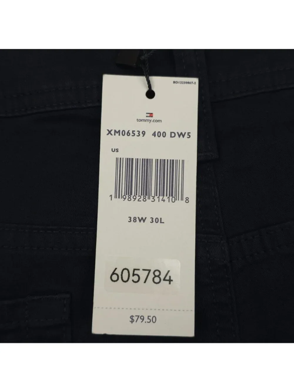 Tommy Hilfiger TH Flex Navy Mens Straight Fit Pants 38W 30L Cotton Blend