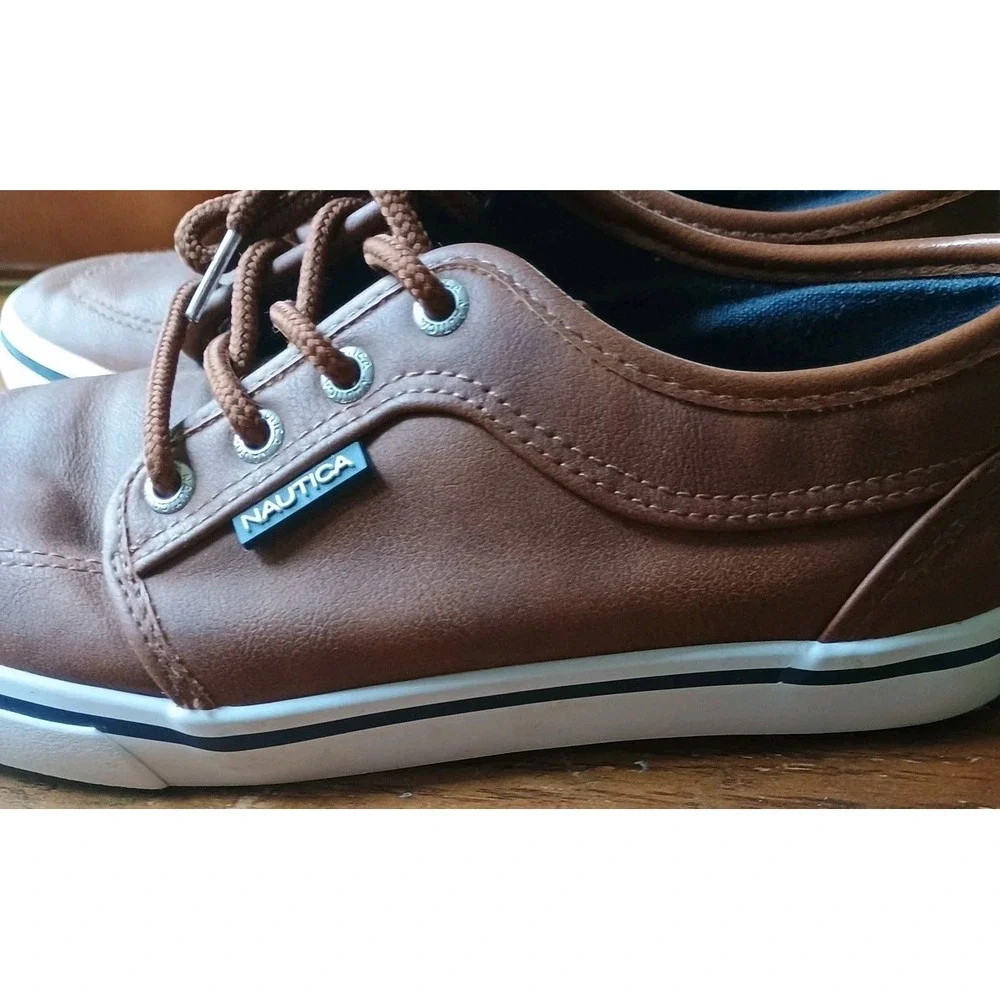 Nautica Boys Moulouya Brown Leather‎ Casual Shoes Sneakers Size 3