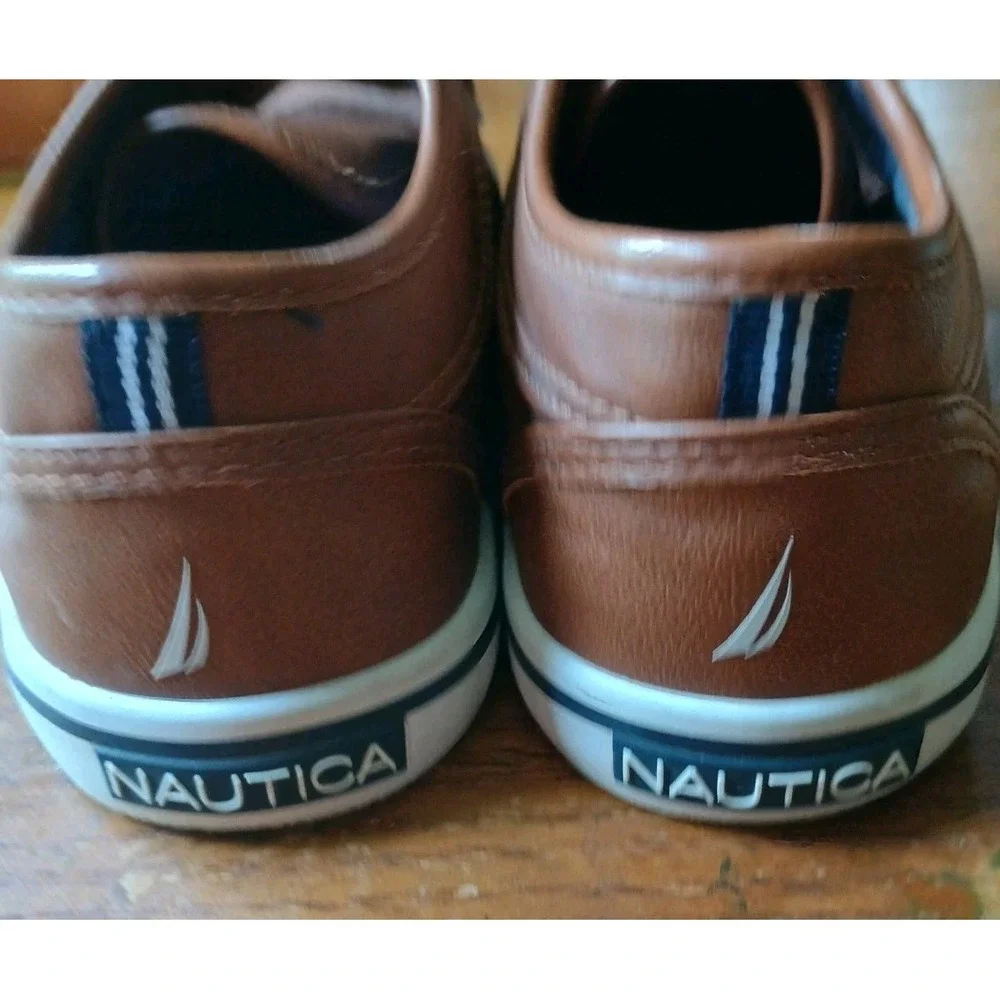 Nautica Boys Moulouya Brown Leather‎ Casual Shoes Sneakers Size 3