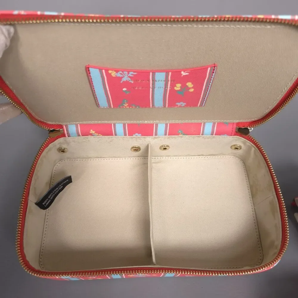 NEELY & CHLOE Women's Jewelry Case Travel Organizer Floral Zip Box Pink