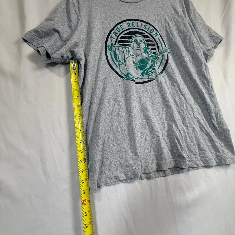 True Religion Buddha‎ Guitar Graphic T Shirt Mens Large Gray Short Sleeve Crew