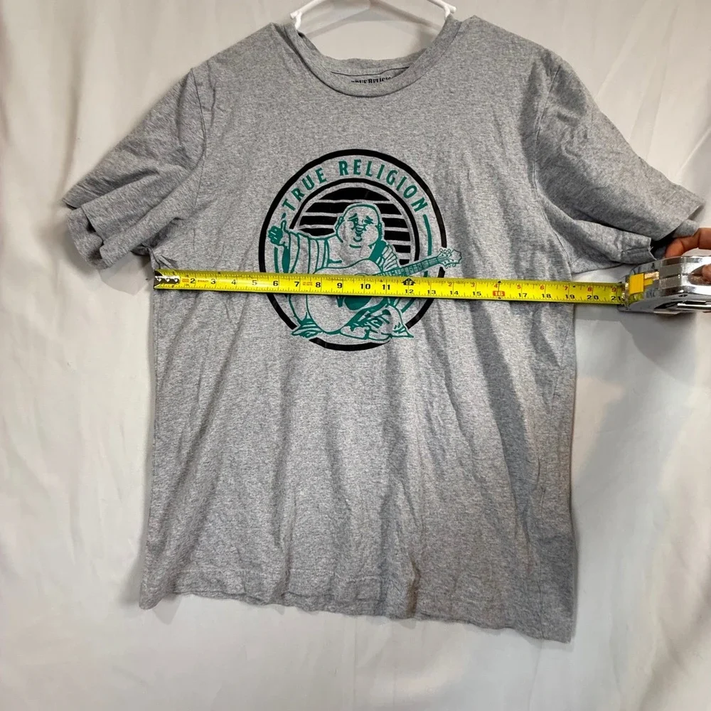 True Religion Buddha‎ Guitar Graphic T Shirt Mens Large Gray Short Sleeve Crew