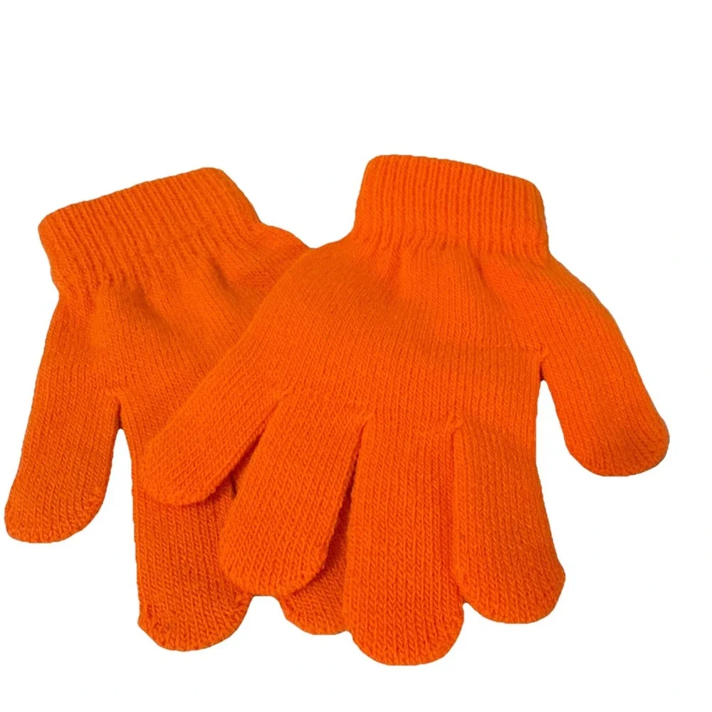 Stretch Orange Unisex Knit Glove Winter‎ Warm One Size Fits Most New