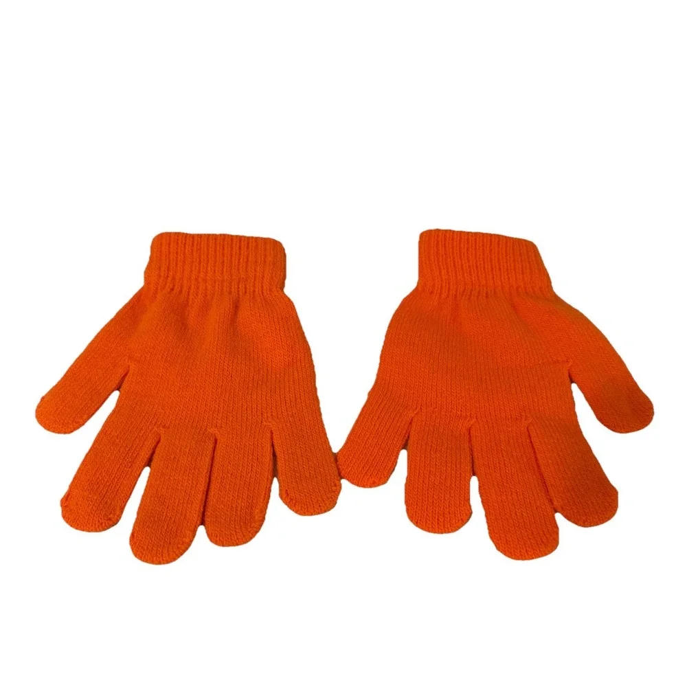 Stretch Orange Unisex Knit Glove Winter‎ Warm One Size Fits Most New